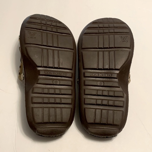 AUTHENTIC LOUIS VUITTON SLIDES SANDALS SHOES BROWN SIZE 8 - preowned - Picture 5 of 7